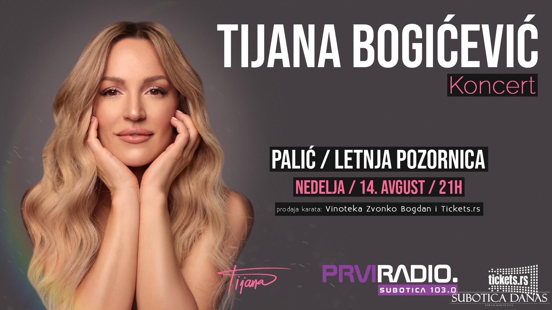 Koncert Tijane Bogićević 14. avgusta na palićkoj Letnjoj pozornici