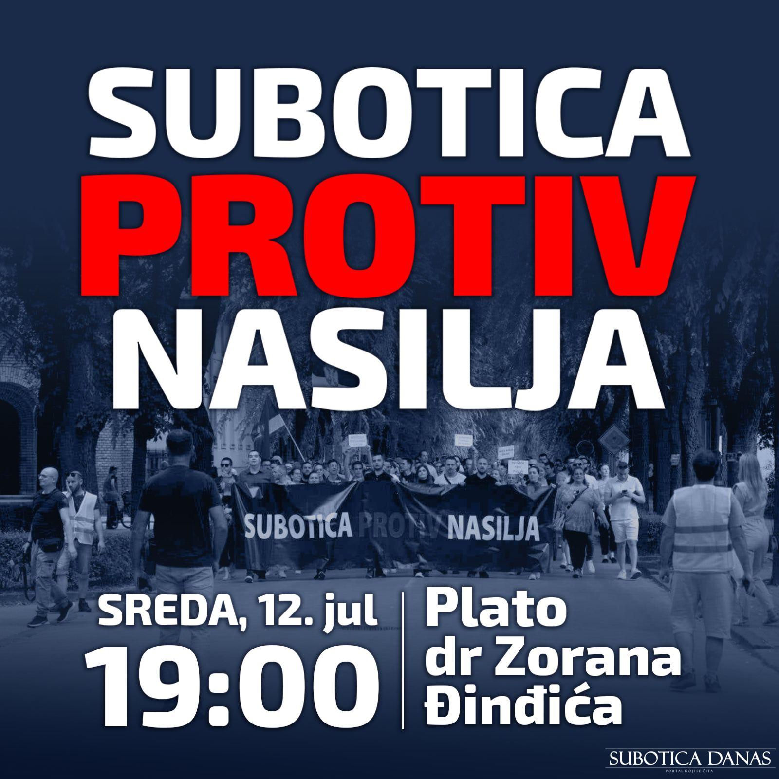 Protestni skup „Subotica protiv nasilja“ održava se sutra